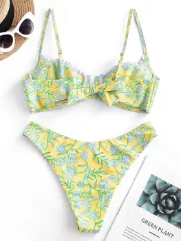 ZAFUL 2021 Cvjetnim Tiskanja Kopalke Ženske Kopalke Underwire Push Up Bikini Komplet Seksi Biquini Brazilski Poletje Plaža kopalke