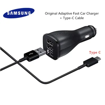 Avtomobilski Polnilnik Samsung Dual USB Prilagodljivi Hitro Adapter Mikro/Tip C Podatkovni Kabel USB, Za Galaxy s10 s8 s9 Plus s10+ Opomba 10 plus 10+