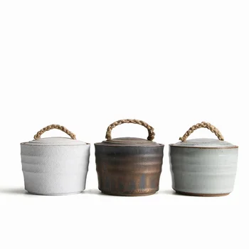 Tajvan retro krušne lončenina konoplja vrv čaj caddy zaprti keramični lonec za shranjevanje jar gospodinjski ustvarjalne Japonski čaj skladišče