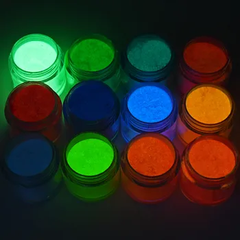 1 kg/vreča Svetlobna EMA Akrilni Prah 12color Fluorescentno Barvilo Žareti V Temno Professtional Oskrbe Večino Nail Art Akril 2021