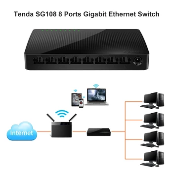 Tenda SG108 Gigabit Mini 8-Port, Desktop Stikalo za Hitro Ethernet Omrežje LAN Stikalo Hub RJ45 Ethernet in Preklapljanje med Hub Vzporedni