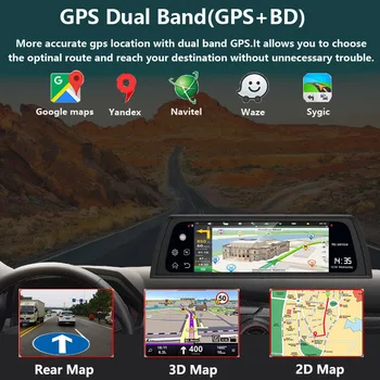 WHEXUNE 10 Inch 4G Android 8.1 Avto DVR GPS 4G RAM FHD 1080P video snemalnik Dual Objektiv nadzorna plošča Kamera, WiFi App Nadzor na daljavo