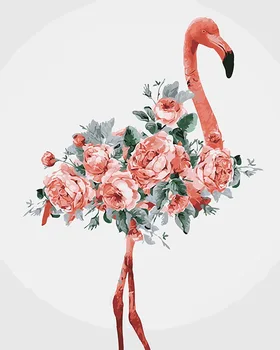 DIY Barvanje Z Številkami Flamingo, Živali Slike HandPainted Oljna slika, Darilo Barve Za Odrasle Otroke 40*50 cm