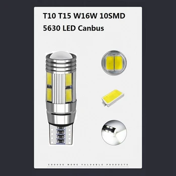 2PCS W5W 12V T10 6000K 5630 10 SMD LED Avto Žarnice Canbus registrske Tablice Klin Strani Turn Singal Svetlobe Super Svetla Bela