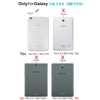 Usnje Tablični Primeru Za Samsung Galaxy Tab 3 8.0 T310 T311 SM-T310 SM-T311 Smart Cover Primeru Tablet Projekcijska Stojala Zaščitni Lupini