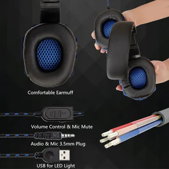 Žično Gaming Slušalke za PC,PS3,PS4,Xbox Eno LED osvetlitev slušalke z Mikrofonom Super Bass Zvočniki za Prenosni računalnik Nintend Stikalo