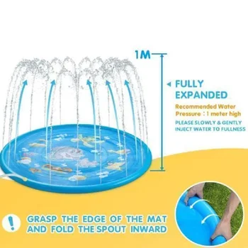 170/150/100cm Otroci Napihljivi Vodni curek pad Krog Vodo Splash Igra Bazen Igranje Sprinkler Mat Dvorišče Zabava na Prostem Bazeni