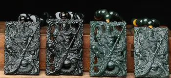 Vklesan dveh barvnih tri modele Luo Han Bog bogastva, obesek človek dvojno stranicami Guan Gong Ogrlica JADES nakit
