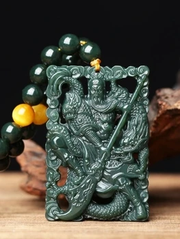 Vklesan dveh barvnih tri modele Luo Han Bog bogastva, obesek človek dvojno stranicami Guan Gong Ogrlica JADES nakit