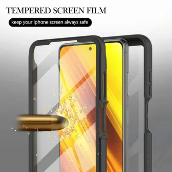 3in1 Pet Spredaj Film + Šok Absorpcije Odbijača + Krepak Jasno, Zadnji Lupini za Xiaomi Poco X3 NFC Transperant Kritje Primera