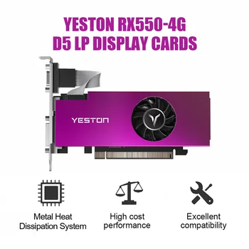 Yeston Radeon RX GPU 550 4GB GDDR5 128bit Gaming Namizni Računalnik PC Video Grafične Kartice VGA/DVI-D/HDMI je združljiv PCI-E 3.0
