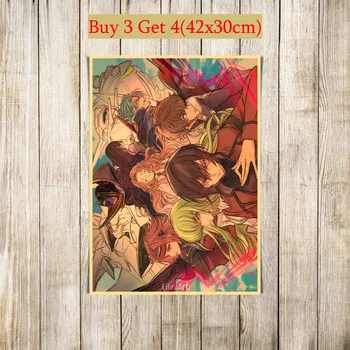 36 Modelov Anime Code Geass Kraft papir, Kraft papir za Plakat Risanka Abstraktna Umetnost Slikarstvo Smešno Stenske Nalepke 42X30cm