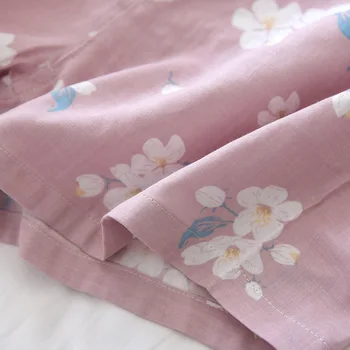 Poletje brez rokavov Hlače, pižame določa žensk gaza bombaž Japonski sladko Cvetje priložnostne hlače ženske sleepwear