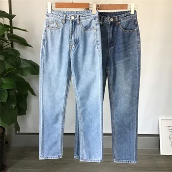 Dve Barvi Ženske Jeans Stright Visoko Pasu Retro 2020 Nov Ženski Jeans Dolge Hlače