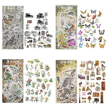 60pcs Japonski Papir Velikosti Deco Nalepke Retro Rastlin Cvetnih Listov Bullet Journaling Pribor Nalepke Estetske Tiskovine