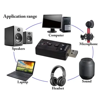 7.1 USB Stereo Audio Adapter Zunanje Zvočne Kartice Za Windows Slušalke, Mikrofon, Audio Adapter USB Zvočno Kartico za Prenosni računalnik