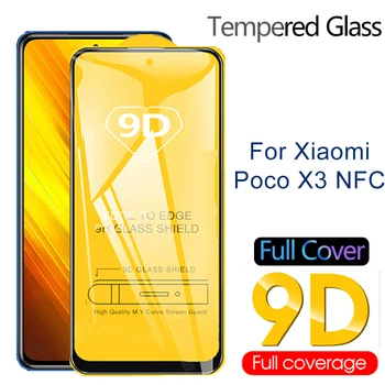 9D Polno Zajetje Kaljeno Steklo Za Xiaomi Poco X3 NFC, Zaslon Patron Varnost Sprednji Zaščitni Film Za Xiao Mi PocoX3 NFC 9H