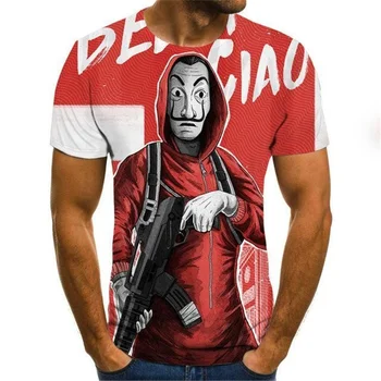 Poletje Nova Ulica Divje Klovn Obraz T-shirt 3D Tiskanje V programu Word Vendetta Grafični Kratka Sleeved Grozo Masko Hip-Hop Posadke Vratu vrh