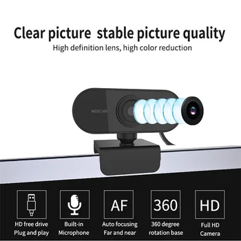Webcam 1080P HD Mini Računalnik PC WebCamera z Mikrofonom Vrtljiv Kamere za Živo Video Calling Konferenca Dela