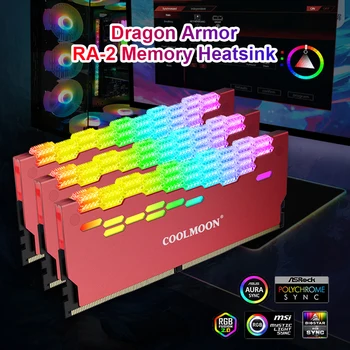 COOLMOON RA-2 RAM Pomnilnika Banka hladilnika Hladilnik ARGB Pisane Utripanjem Toplote Trosilnik Za PC Namizni Računalnik Pribor