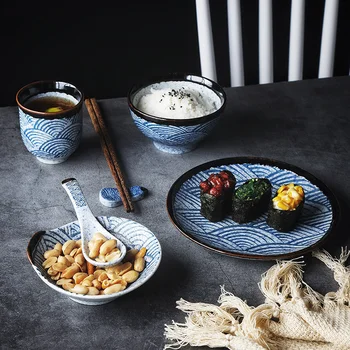 Japonska Keramična Ploščica Skledo Solate Skodelico Kave, Juho, Žlico Restavracija, Kuhinja Zrezek Večerja Zajtrk Ploščo Pribor