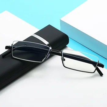 Branje Očala TR90 iz Nerjavečega Jekla Pol Okvir Anti-Odsevni Unisex Ženske Moški Optični Ogledalo Presbyopia Očala Primeru