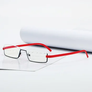Branje Očala TR90 iz Nerjavečega Jekla Pol Okvir Anti-Odsevni Unisex Ženske Moški Optični Ogledalo Presbyopia Očala Primeru