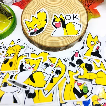 40 KOS Risanka rumena fox Nalepke Anime Ikono Nalepke Darila za Otroke na Prenosni Kovček Kitara Hladilnik Izposoja igrača Avto