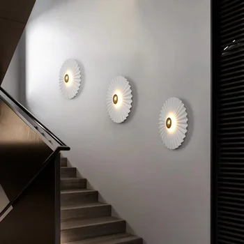 Sodobna Krog LED Stenske Luči, Bele Kovine, Dnevna Soba Postelji Stopnicah, Hodniku Steno Rov Art Deco Vzdušje, Lepa Svetilka
