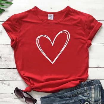 Smešno Ljubezen Srce Valentinovo T-shirt Srčkan Valentinovo Darilo Tshirt Za Punco Priložnostne Ženske Grafični Pari Tee Shirt Vrh