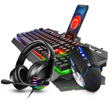 Gaming Tipkovnica Gaming Miška Manipulatorja Občutek RGB LED Osvetljen Gaming Tipkovnica USB, Žična igre PC, Laptop Tipkovnici