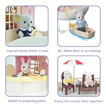 Simulacija Potniška Ladja Čoln Gozd Koala Družino Baby Doll Lutke Številke Pohištvo DIY Pretvarjamo, Igrajo Hiša Igrače Dekle Rojstni dan