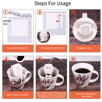 Razpoložljivi Cafe Dripper Papir, Aparat Za Filter Kapljično Vrečko Visi Uho Čaj Dripper Filter Vrečka Kava Čaj Papirnate Vrečke Za Enkratno Uporabo