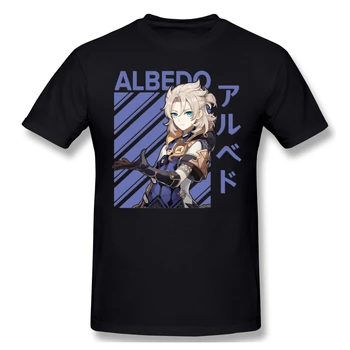 Genshin vpliv albedo t camisa plus velikost algod?o manga curta tshirt moški