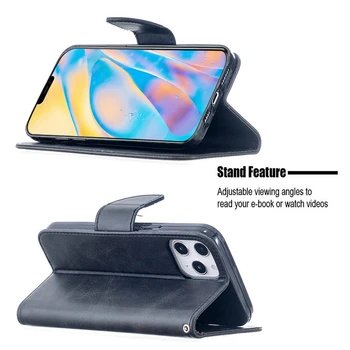 Flip Usnjena torbica Za iPhone 12 Pro Max 11 Pro SE2020 X XS XR XSMax 8 8Plus 7 7Plus 6S Plus 5S SE Ovčje kože Pokrov Z Režo za Kartico