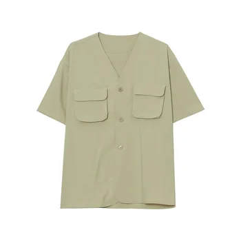 Pomlad in poletje novih izdelkov v korejskem slogu svoboden barva Proti-vrat žep za kratek sleeved srajca moški M6-A-ZB08