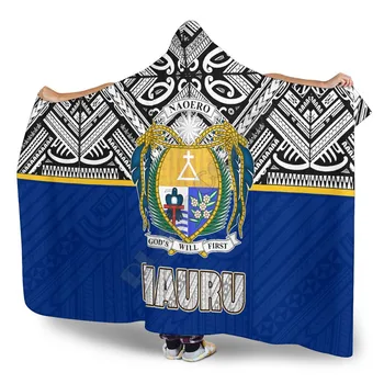 Nauru Zastavo Polinezijski Glavni Hooded Odejo 3D tiskanih Nosljivi Odejo Odrasli Otroci Različne Vrste Hooded Odejo