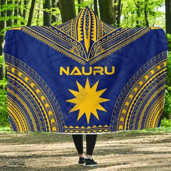 Nauru Zastavo Polinezijski Glavni Hooded Odejo 3D tiskanih Nosljivi Odejo Odrasli Otroci Različne Vrste Hooded Odejo