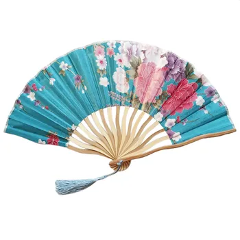 Vintage Zložljiva Bambusa Fan Zmaj Fan Kitajski Slog Ročni Cvet Ventilator Za Ples Stranko Poroko Pisane Fan Doma Odlikovanja