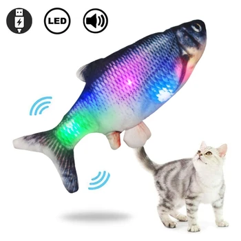 Hišnih Mačk Igrača za Simulacijo Električnih Lutka Ribe, Glasbo, Ples Premikanje Rib Pet Mehki Pliš Ribe Obliko Mačka Žvečilni Igrače z USB Charging1