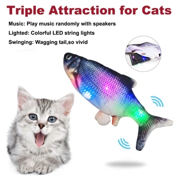 Hišnih Mačk Igrača za Simulacijo Električnih Lutka Ribe, Glasbo, Ples Premikanje Rib Pet Mehki Pliš Ribe Obliko Mačka Žvečilni Igrače z USB Charging1