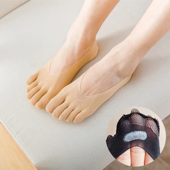 Ženske Poletne Pet prstov Nogavice Ženske ultrathin nogavica Smešno Toe nevidno sokken s silikonsko anti-skid dihanje brez trenja