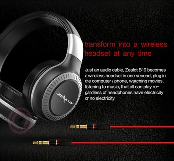 ZEALOT B19 Bluetooth Slušalke Slušalke z Mikrofon Podpira TF Kartice FM Radio Prenosni Stereo Brezžične Slušalke za Računalnik Telefoni