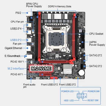 X79M-E 3.0 matične plošče, USB 3.0, SATA3.0 M. 2 NVME Reža za Podporo Intel Xeon E5 V1&V2 Procesor DDR3 ECC RAM X79 Namizje Mainboard