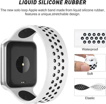 Solo Zanke traku za Apple Watch Band 44 mm 40 mm iWatch band 38 mm 42mm Elastična Silikonska zapestnica apple watch Series 3 4 5 JV 6
