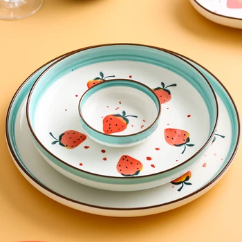 Jagode keramično ploščo Solata jed, ustvarjalno, srčkan skledo ploščo okrogle plošče Japonskih gospodinjstev pladenj večerja jed Sadje pladenj LB01091