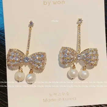 Metulj Uhani za Ženske 2021 Trend Nove Nakit korejski, Japonski Stil Modni Pearl Big Bowknot Earings Luksuzni Dodatki