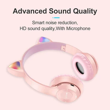 Bluetooth 5.0 Mačje Uho Svetlobna Multi-barvni Slušalke Wireless Gaming Slušalke Za Mobilni Telefon, Računalnik, Uporabite Slušalke Pribor