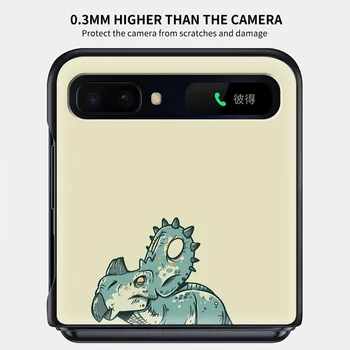 Srčkan Dinozaver Zložljivo Trdo Ohišje Za Samsung Ž Flip Primeru Telefon Za Galaxy Ž Flip 5G Luksuzni Pokrov Črne Fundas Capa