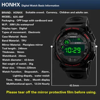 Moda pazi moški erkek kol saati HONHX Luksuzni Mens Digitalni LED Watch Datum Šport Moški Prostem Elektronski Watch часы мужские